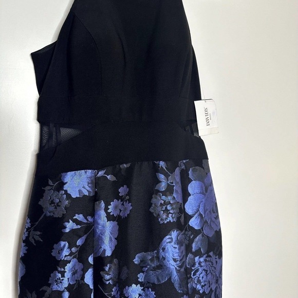NWT Xscape Floral Mermaid Gown Jacquard Gown Women's Mesh Black Blue Size 6 $250 - Picture 6 of 7